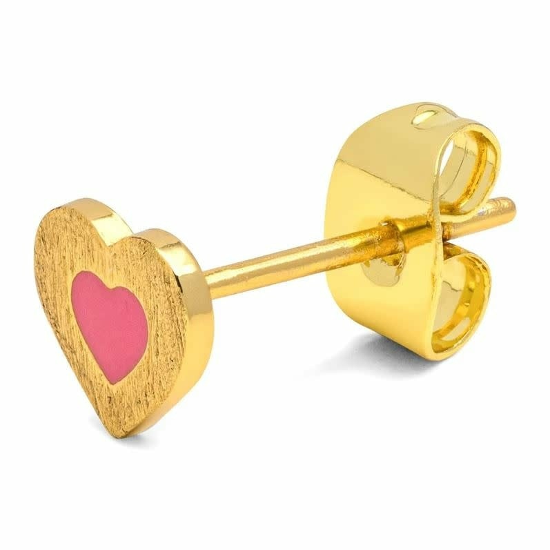 Boucle D'Oreille Color Heart (1 Pièce) – Gold/Pink – Lulu Copenhagen  | Accessoires De Style De Vie Accessoires De Style De Vie Accessoires De Style De Vie