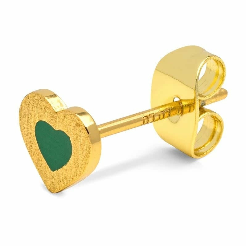 Boucle D'Oreille Color Heart (1 Pièce) – Or/Vert – Lulu Copenhagen  | Accessoires De Style De Vie Accessoires De Style De Vie Accessoires De Style De Vie