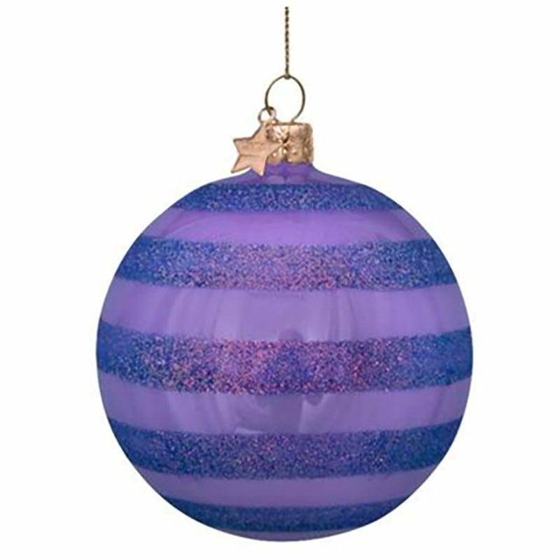 Boule De Noël – Mid Purple Glitter Stripes (Verre) – Vondels  | Noël Déco Noël