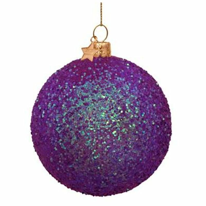 Boule De Noël – Mid Purple Neon Sequins (Verre) – Vondels  | Noël Déco Noël