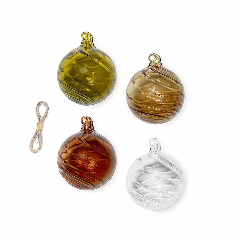 Boules De Noël Twirl Medium (Lot De 4) – Ferm Living  | Noël Déco Noël