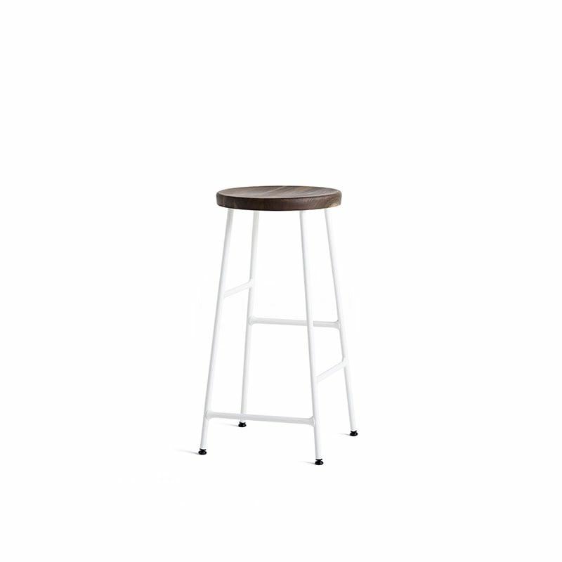 Cornet Barkruk – Cream White Powder Coated Steel Frame  | Tabourets De Bar Mobilier oiled solid oak