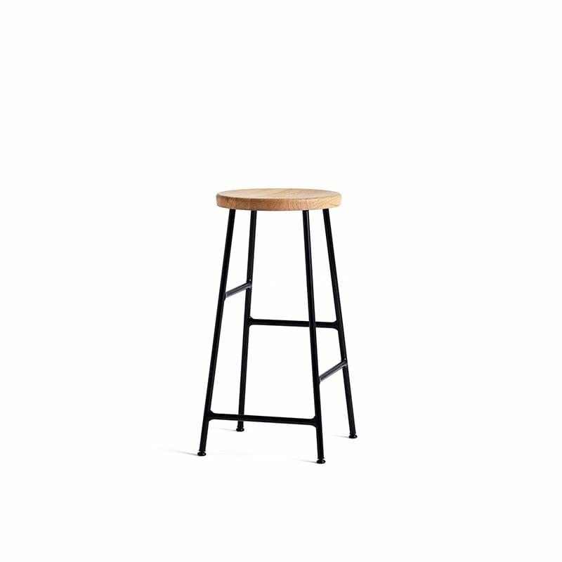 Cornet Tabouret De Bar – Soft Black Powder Coated Steel Frame  | Tabourets De Bar Mobilier oiled solid oak