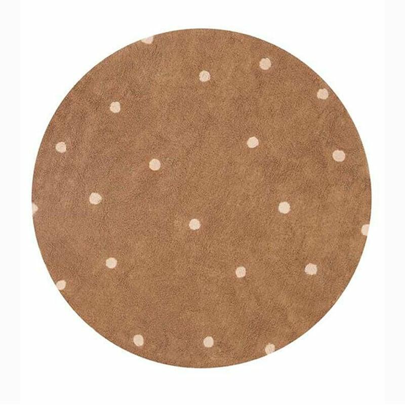 Dot Chestnut -Tapis Rond En Coton Lavable Ø140 Cm  | Tapis Mobilier Tapis