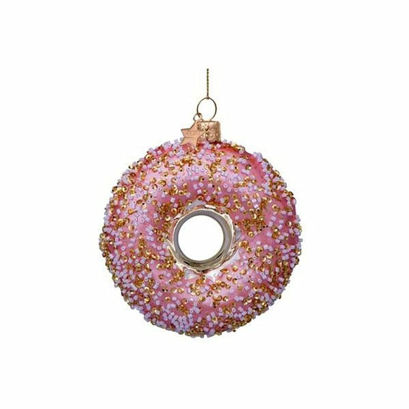 Pendentif De Noël – Gold/Pink Donut (Glass)  | Noël Déco Noël