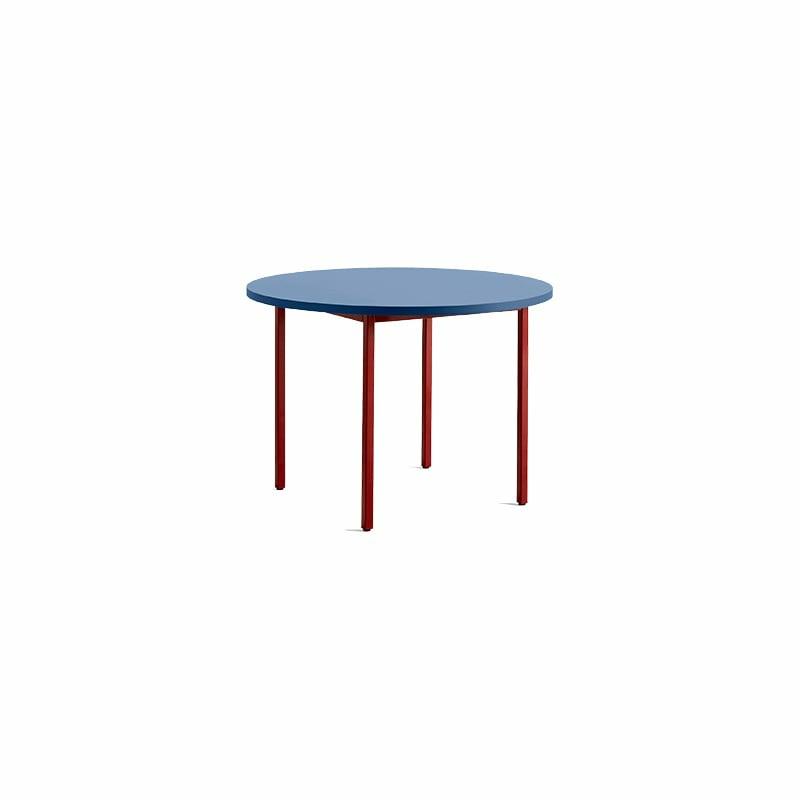 Two-Colour Round Table – Blue Tabletop – Maroon Red Frame – Muller Van Severen  | Tables Mobilier Tables