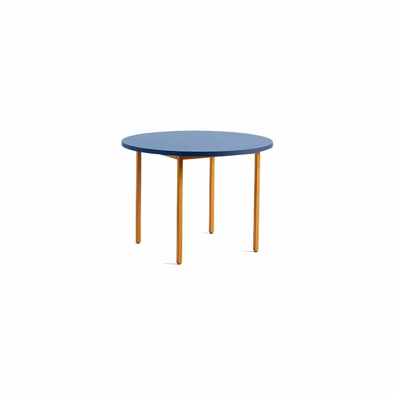 Two-Colour Round Table – Blue Tabletop – Ochre Frame – Muller Van Severen  | Tables Mobilier Tables