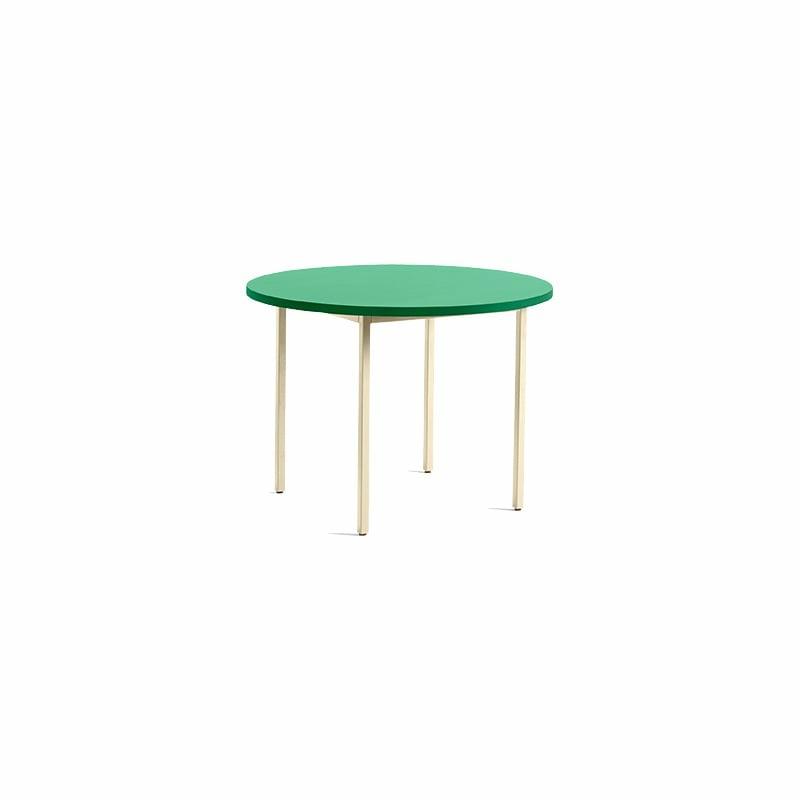 Two-Colour Round Table – Green Mint Tabletop – Ivory Frame – Muller Van Severen  | Tables Mobilier Tables