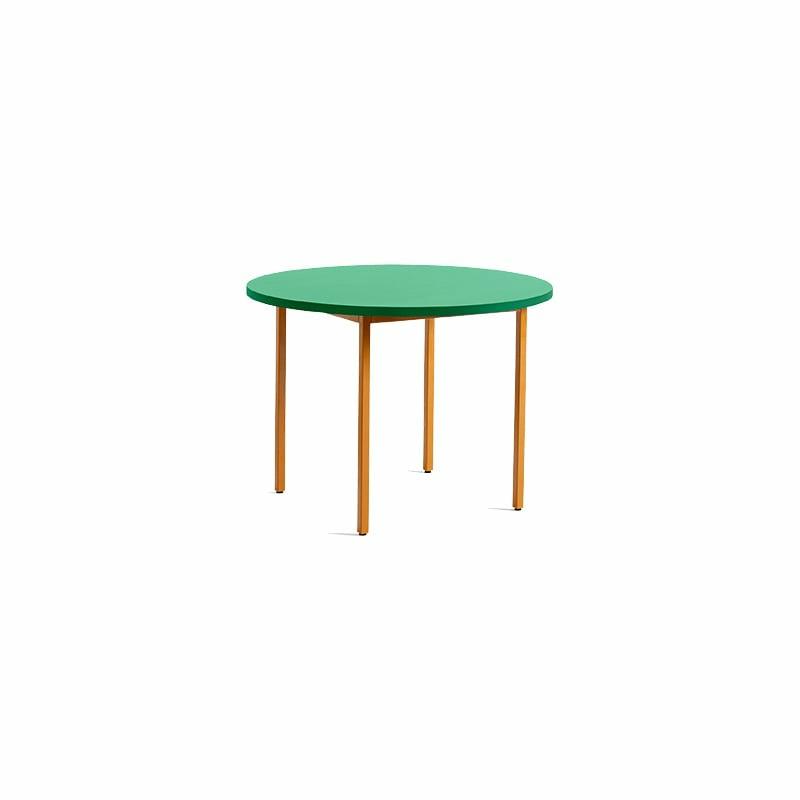 Two-Colour Round Table – Green Mint Tabletop – Ochre Frame – Muller Van Severen  | Tables Mobilier Tables